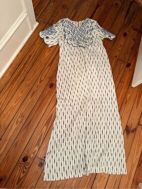 Blue and White innika choo Embroidered Maxi Dress